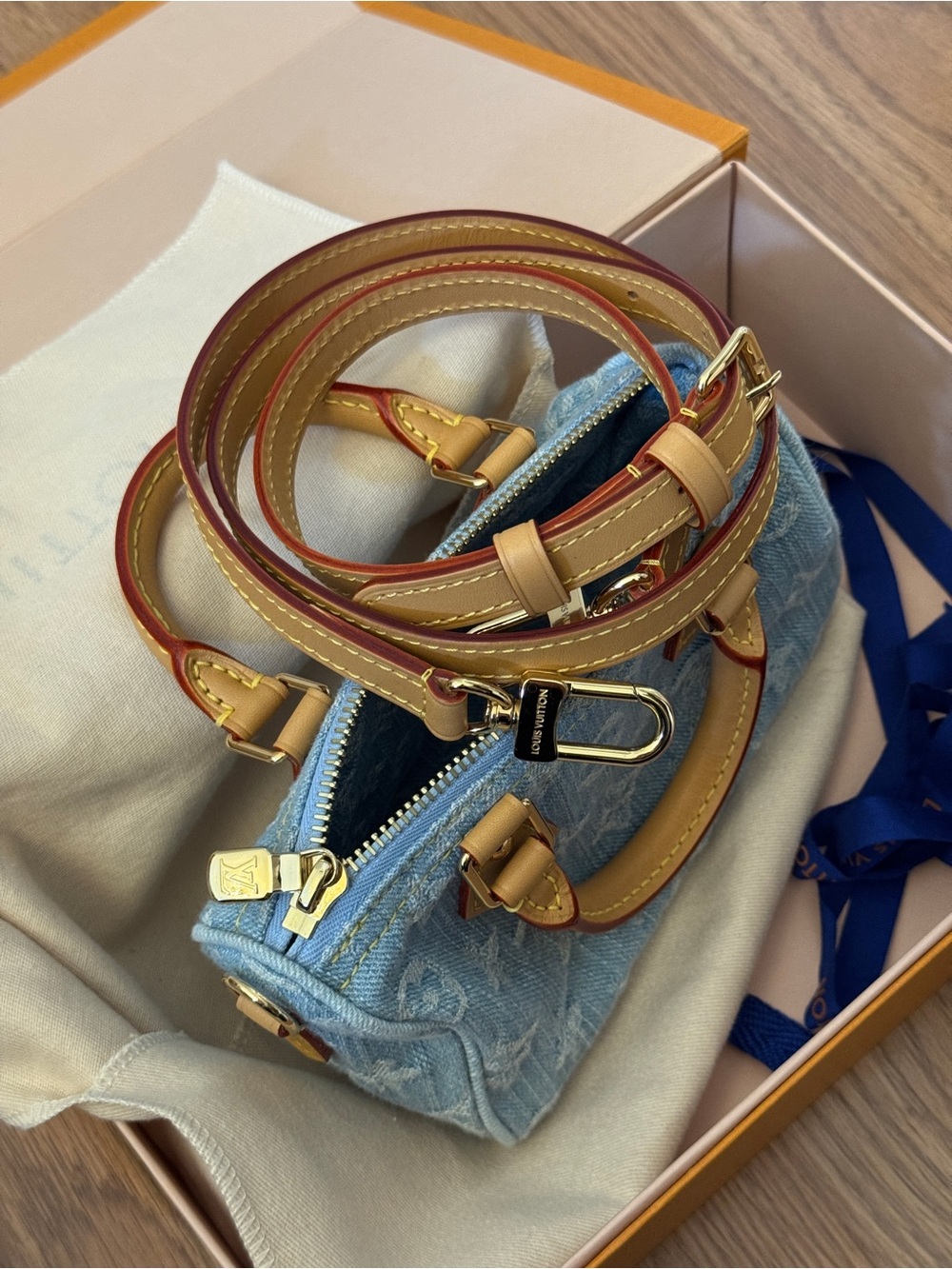 Louis Vuitton Light Blue Denim Nano Speedy 2023 - Picture 7 of 16